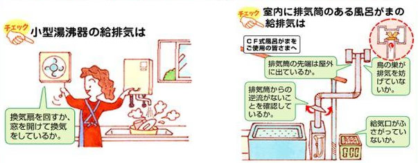 小型湯沸かし器、風呂窯を御使用しているお客様へ日々、注意していただきたいこと